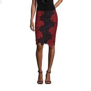 Alice and olivia two toned ferrel lace skirt